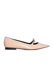 CELINE SUZY POINTY TOE BALLERINA IN PATENT CALFSKIN 36,37,38,39,40,41 Nude