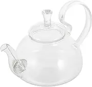Cabilock Heat Resistant Glass Tea Kettle Kung Fu Teapot with Scald Handle for Loose Leaf and Blooming Tea for Home Entertaining and Stovetop Use