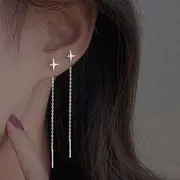 Rhinestone Threader Earring (Various Designs) 04 - 1 Pair - Gold - One Size