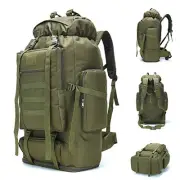 70L/100L Hiking Camping Backpack MOLLE Rucksack Waterproof Daypack Army Green