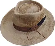 [SUXINRY] Fedoras Hat Wide Brims Wool Hat Magicians Hat Cowboy Hat Stage Performances Headwear Masquerades Party Fedoras Hat Khaki, Khaki