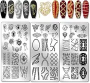 PH PandaHall 3pcs Key Chain Nail Art Stencils, Neutral Style Nail Stamping Plate Gothic Cool Lock Nail Art Stencils Stainless Steel Nail Image Plate for Nail Design Print Manicure Salon