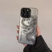 Dragon Phone Case - iPhone 15 Pro Max / 15 Pro / 15 Plus / 15 / 14 Pro Max / 14 Pro / 14 Plus / 14 / 13 Pro Max / 13 Pro / 13 / 13 mini / 12 Pro Max / 12 Pro / 12 / 12 mini / 11 Pro Max / 11 Pro / 11 TX - Black Dargon - Silver - iPhone 13 Pro