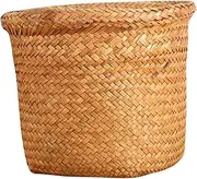 MAGICLULU Seagrass Woven Trash Basket Natural Style Trash Basket Waste Paper Basket Trash Can Multi-Function Waste Basket Trash Bin Elegant Waste Basket Storage Basket Woven Paper Basket