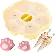 Silicone Cake Mold 8 Cavity Cartoon Food Grade Silicone Cat paw with Cover Molds Rice Cake Jelly Pudding Cookie Making Reusable Supplement Abrasive Baking Tool (with 50 Pastry bags)