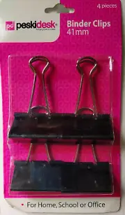 4 PCs 41mm Foldback Binder Clips Black Steel Bulldog Clip Paper Office Document