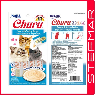 6 x INABA Cat Churu 4Pack 56g Tuna Scallop