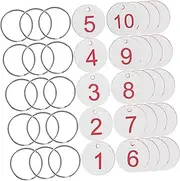 GLSTOY 50 Sets Key Tags with Labels Number Labels Numbered Key Tag White Iron