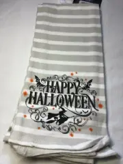CYNTHIA ROWLEY KITCHEN TOWELS (2) HAPPY HALLOWEEN WITCH COTTON NWT