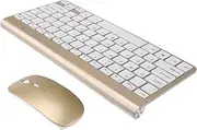 HONMEET 2.4G Wireless Mini Keyboard and Mouse Ultra Thin Design for Home Office Compatible with Computer and Mobile Devices Golden