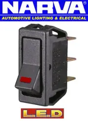 Narva Off / On Rocker Switch with Red Led 20 Amp 12 Volt Mounting 29 x 11.5mm