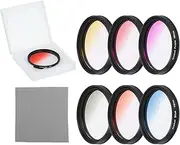 uxcell 49mm Gradual Color Filter Kit, 6 Piece Filters for Camera Lens Accessory Set with Case and Lens Cleaning Cloth for SLR Camera Photography, Orange, Yellow, Blue, Purple, Red, Grey