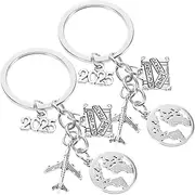 [Minkissy] Travel Essential Keychain Set Airplane Charm Creative Journalist Design Portable for Travel Lovers