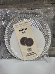 Pampered Chef Flan Pans 10" Tin Steel #1700 Round Set of 2 New Sealed Package