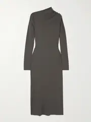 [TOTEME] TOTEME - Gathered Stretch-jersey Maxi Dress - Dark gray - xx small xx small Gray