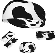 FJWSLCH Black and White Cow Print Headbands for Women Men Non Slip Workout Sweatbands Adjustable Sports Hair Bands Elastic Head Bands Moisture Wicking Hairband for Running, Cycling, Yoga, Spa