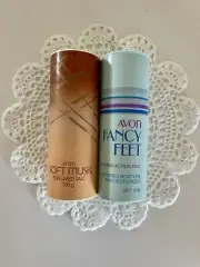 Avon Fancy Feet Double Action Talc & Avon Soft Musk Talc - 100g NEW