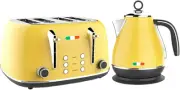 Vintage Electric Kettle and Toaster SET Combo Deal Stainless Steel Yellow