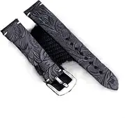 [CCACHE] Premium Engraved Leather Straps 20mm 22mm Suitable Fit for Huawei Gt2/fit for Samsung Galaxy Watch Bands Wrist Belt Bracelet(Balck,20mm)