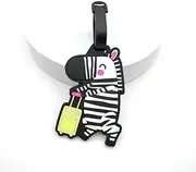 [QFSH] Silicone Luggage Tags Cute Zebra Travel Suitcase Tag Funny Cartoon Animal Personalized Labels Identification Labels ID Tag Name Tags