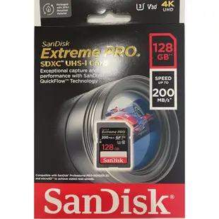 SanDisk 64G 128G 256G Extreme pro SD 200MB SDXC U3 4K 相機記憶卡