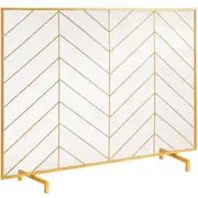 VEVOR 980x758MM Fireplace Screen 1-Panel Iron Mesh Spark Guard Modern Gold