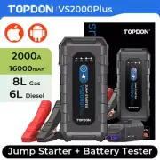 TOPDON VS2000Plus Jump Starter 2000A Car Battery Test Jumper Portable Power Bank