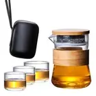 Handmade Travel Tea Set 1 Pot 3 Mini Cup with Infuser with Handbag Kungfu Teapot