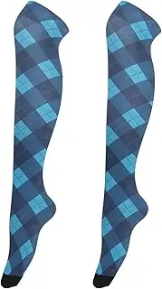 [FRODOTGV] Dark Blue Checkerboards Over Knee Tights Socks for Women Breathable Long Boot Stockings for Ladies Over Knee Thigh High Socks, Dark Blue Checkerboards