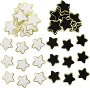 HEALSOPTHY 32Pcs Star Iron Patches Glitter Rimmed Clothing Appliques for DIY Decor Stylish Star Patches for Pants Backpacks Shoes and Handicrafts