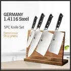 5Pcs Knife Set Chef Cleaver Utility Stainless Steel Wood Handle Premium Slicing