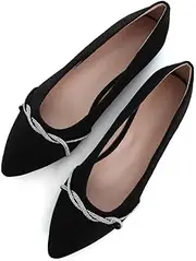 TN TANGNEST Womens Casual Flats Fashion Chain Pointed Toe Ballet Flats Rhinestone Flats Comfort Slip On Dress Shoes
