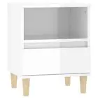 High Gloss Bedside Tables Drawers Storage Side Wooden Cabinets Nightstand White