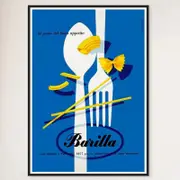Galrie Barilla Vintage Pasta Advertising Poster - Charming Kitchen Wall Decor, Black Frame, A4 21 x 30cm (8 x 12inch)