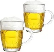 2 Pack Large Glass Beer Cups,540ML Glass Beer Mug with Handle,Beer Mugs Set,Beer Glasses for Freezer for Freezer, Bar, Cocktail, Alcohol, Beverages