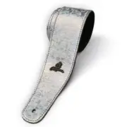 Magma Leathers 2.52" Delux Argentinean Leather Chamois Guitar Strap Cristal Silv