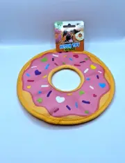 8.6" assorted donut nylon flying dog fetch toy with squeaker