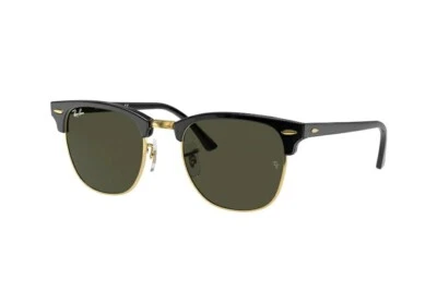 Ray-Ban Clubmaster RB3016 W0365 Black Gold Frame Green Lenses 51 mm Sunglasses