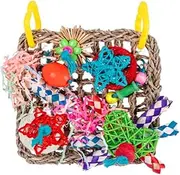 IsMwav 1 PCS Bird Climbing Net Parrot Toys Woven Seagrass Biting Hanging Rope Swing Play Ladder Chew Toys Colorful Parrot Toys Grass 18x18cm