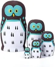 Russian Dolls Nesting Dolls for Kids 5 Pieces Painted Wood Stacking Dolls Nesting Doll with Owl Pattern for Home Decor Christmas