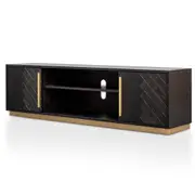 Wilma 1.8m Wooden TV Entertainment Unit - Peppercorn and Brass