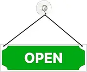 Hanging Sign Open Closed Sign 25 cm x 8 cm with Suction Cup Double-Sided Aluminium/Dipond Red Green Open/Closed