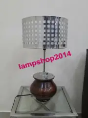 Unique Collectible Wooden Tripod Table Lamp Shade Home Decor