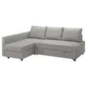 FRIHETEN corner sofa-bed with storage, Faringe light grey