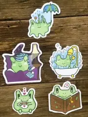 Cute Frogs Rainy Day Sticker Pack - Kawaii Frog Stickers Decoration