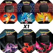 Tin Box Pokemon Random, Empty Tin Box for Storage, Robust Pokemon Box for Pokemon Cards, Pokemon Envelopes, Pokemon Coins, Ideal for Collecting on the Shelf. (Pack of 1)