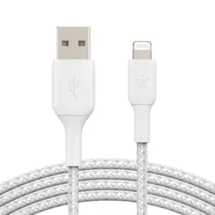 Belkin BOOST CHARGE Lightning 至 USB-A 編織線纜 2米 白色 CAA002BT2MWH 香港行貨