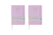 2x Spirax Platinum Inspo A5 70gsm Ruled Paper Linen-Look Journal 160 Page Pink