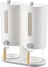 Grain Storage Bin, Double-Compartment Rice Dispenser, Transparent Food Container, Airtight Lid, Compact Kitchen Food Organizer, 11lbs Capacity, for Beans Cereal Soybeans