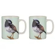 2x Ashdene New Bone China 350ml Modern Birds Wren Mug Coffee Drink Cup w/ Handle